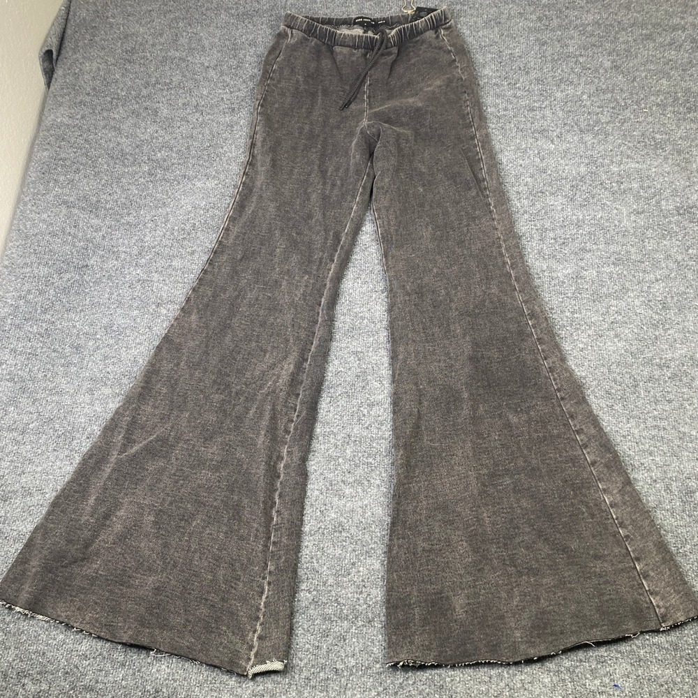 Good American Washed Black Wide Leg Flare Sweatpants GS0524B Small